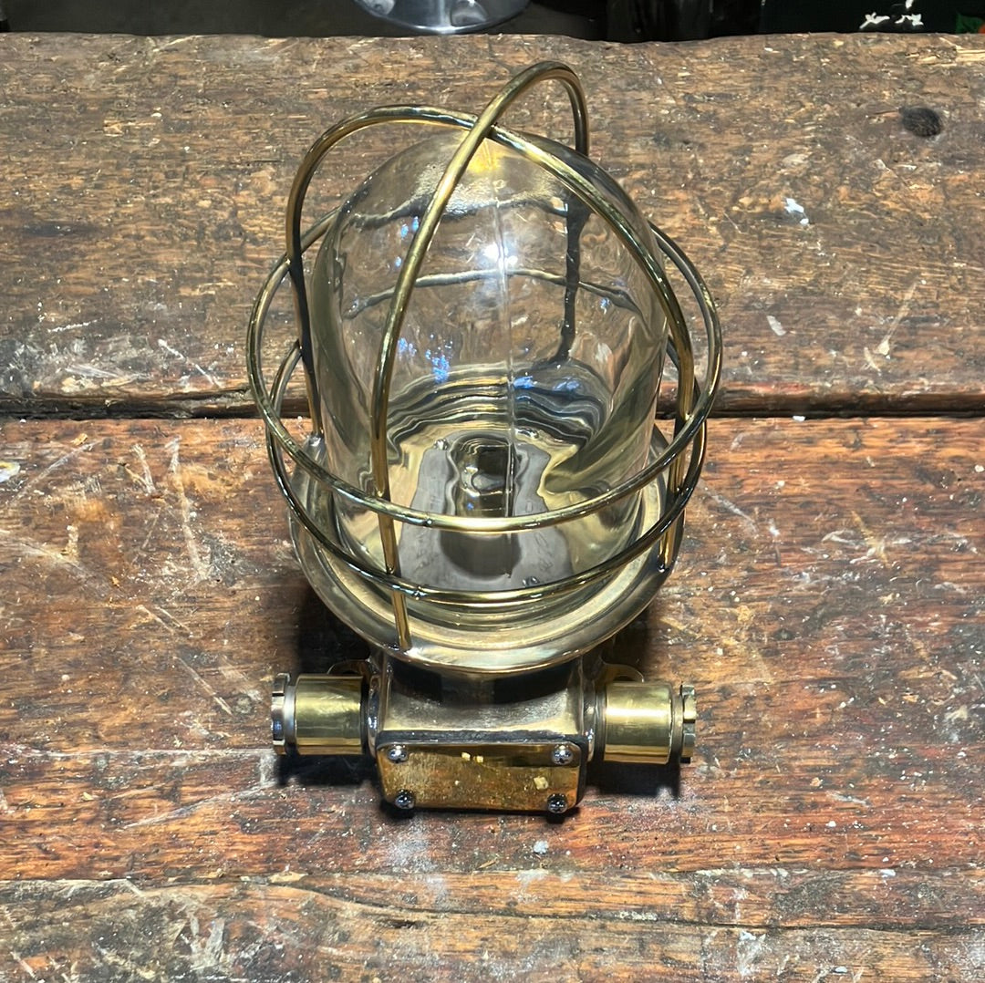 Industrial Brass Ceiling Light with Cage by Kokosha