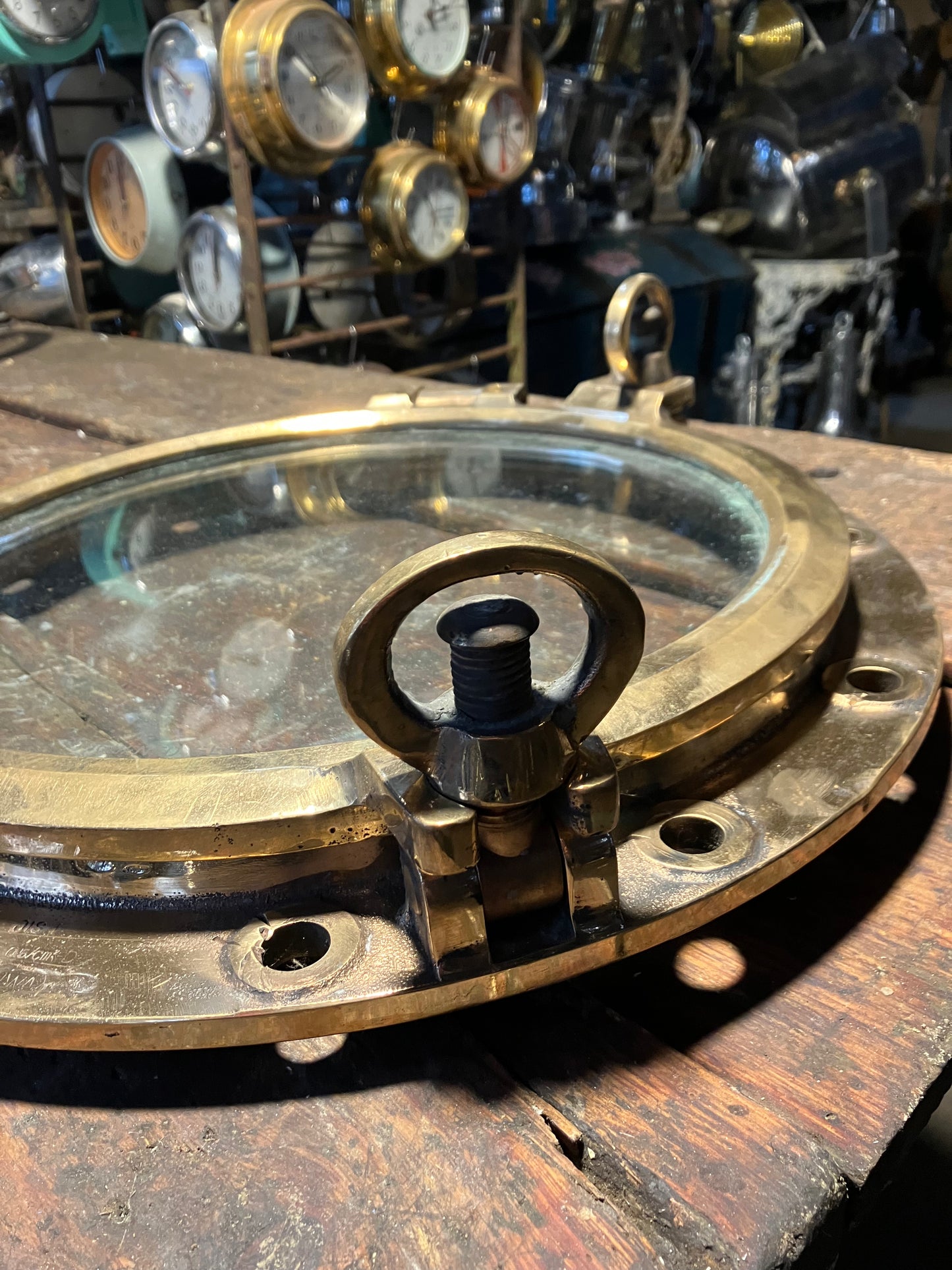 Original Brass Ships Porthole With 3Dog/keys Backed 54cm