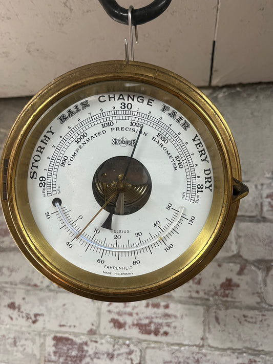 Stockburger Ships Brass Compensated Precision Barometer with Thermometer A