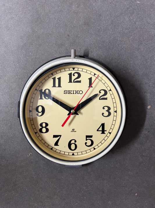 Seiko Salvaged Ships Cabin Clock Original Paint Cream