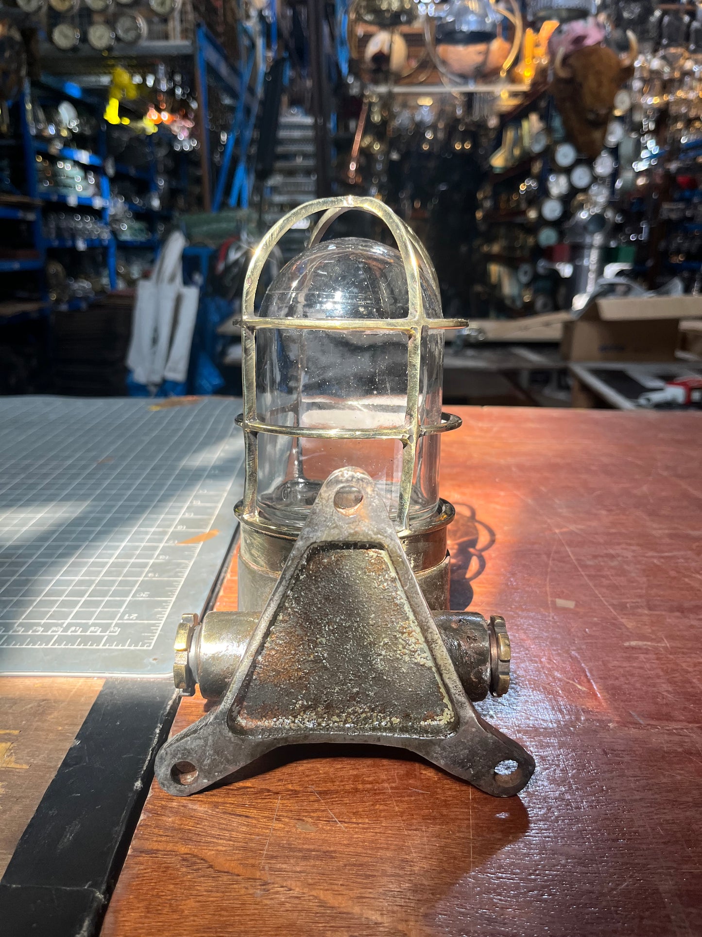 Brass and Iron 90 Degree Passage Light with Triangular mount