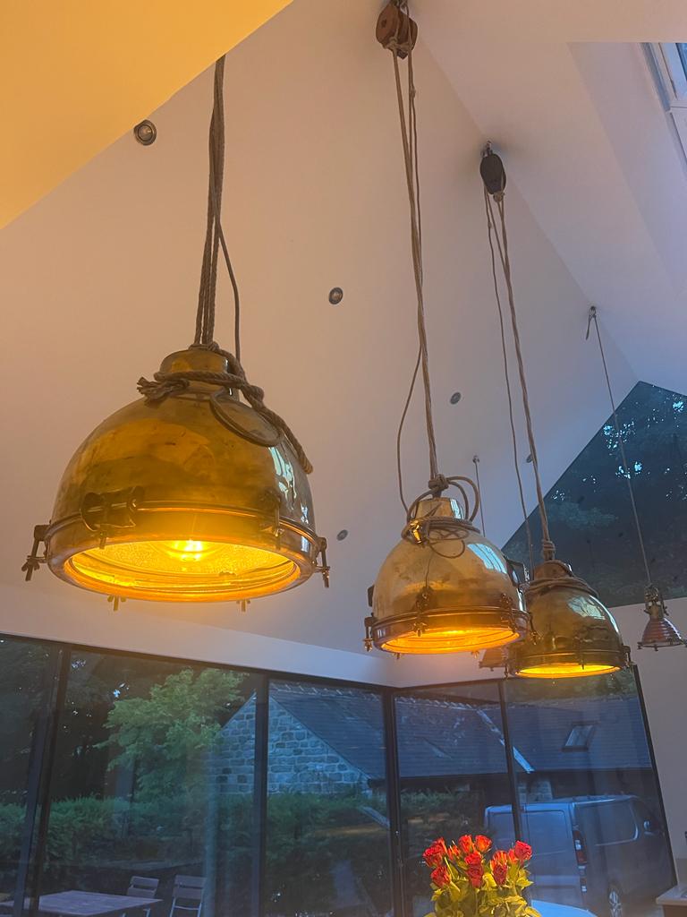 Brass dome pendant light