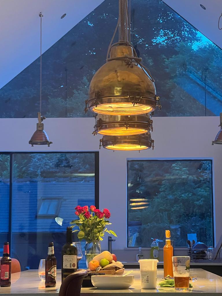 Brass dome pendant light