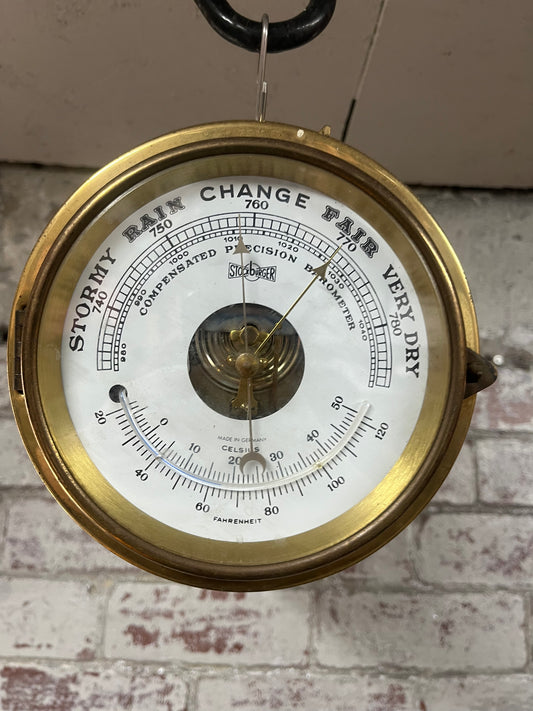 Sockburger Ships Brass Compensated Precision Barometer with Thermometer B