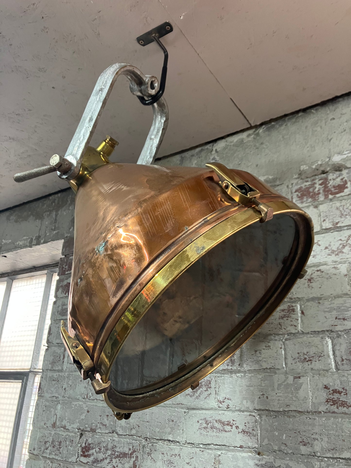 Large Copper and Brass Pendant Light