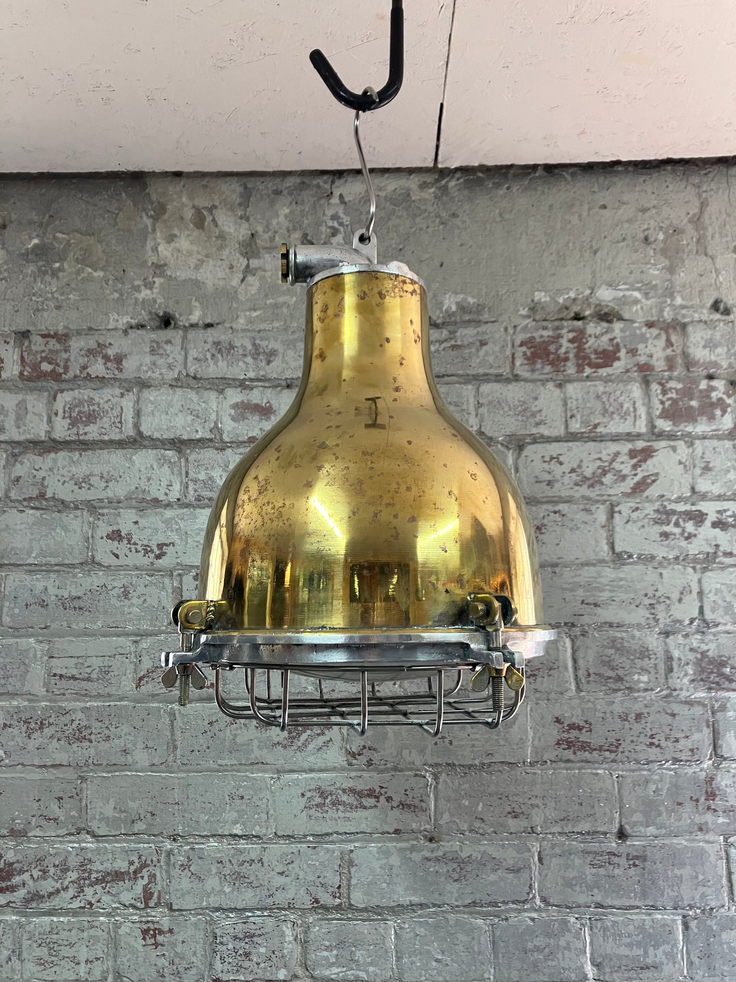 Brass Pendant Light with Aluminium cage