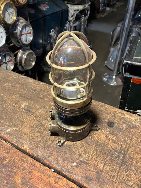 Japanese Brass Passage Light With Cast Iron Base