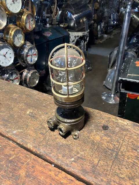 Japanese Brass Passage Light With Cast Iron Base