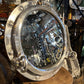Original Ships Porthole Mirror With 2 Dog/keys Backed With Wooden Plinth 51cm