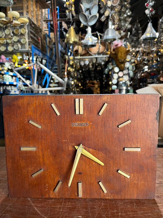 Wooden Seiko Rectangular Clock