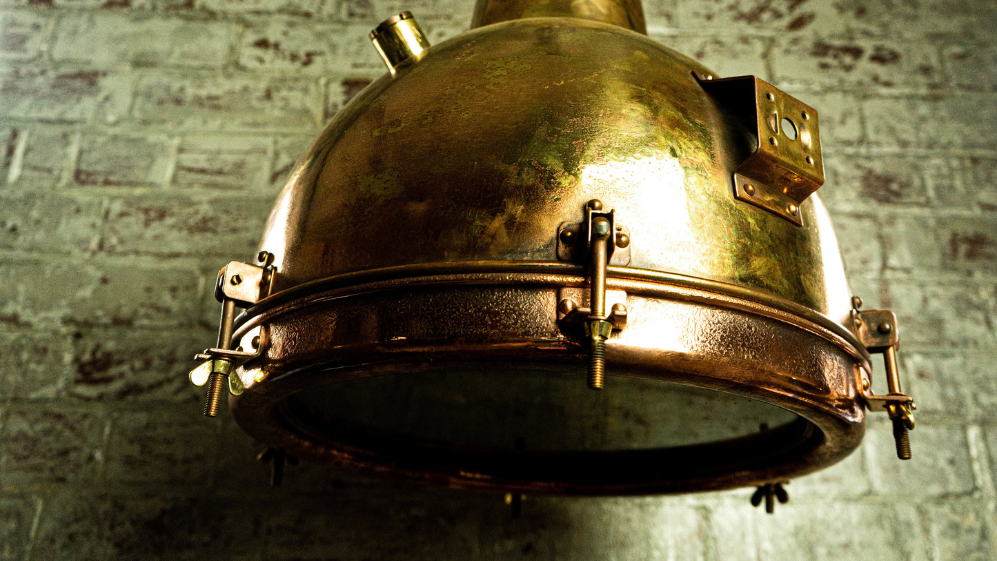 Brass dome pendant light