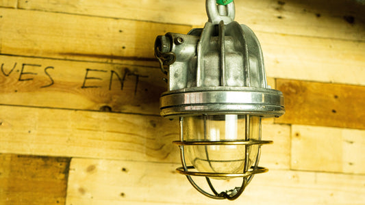 Cast Aluminium Hanging Light with Brass Cage