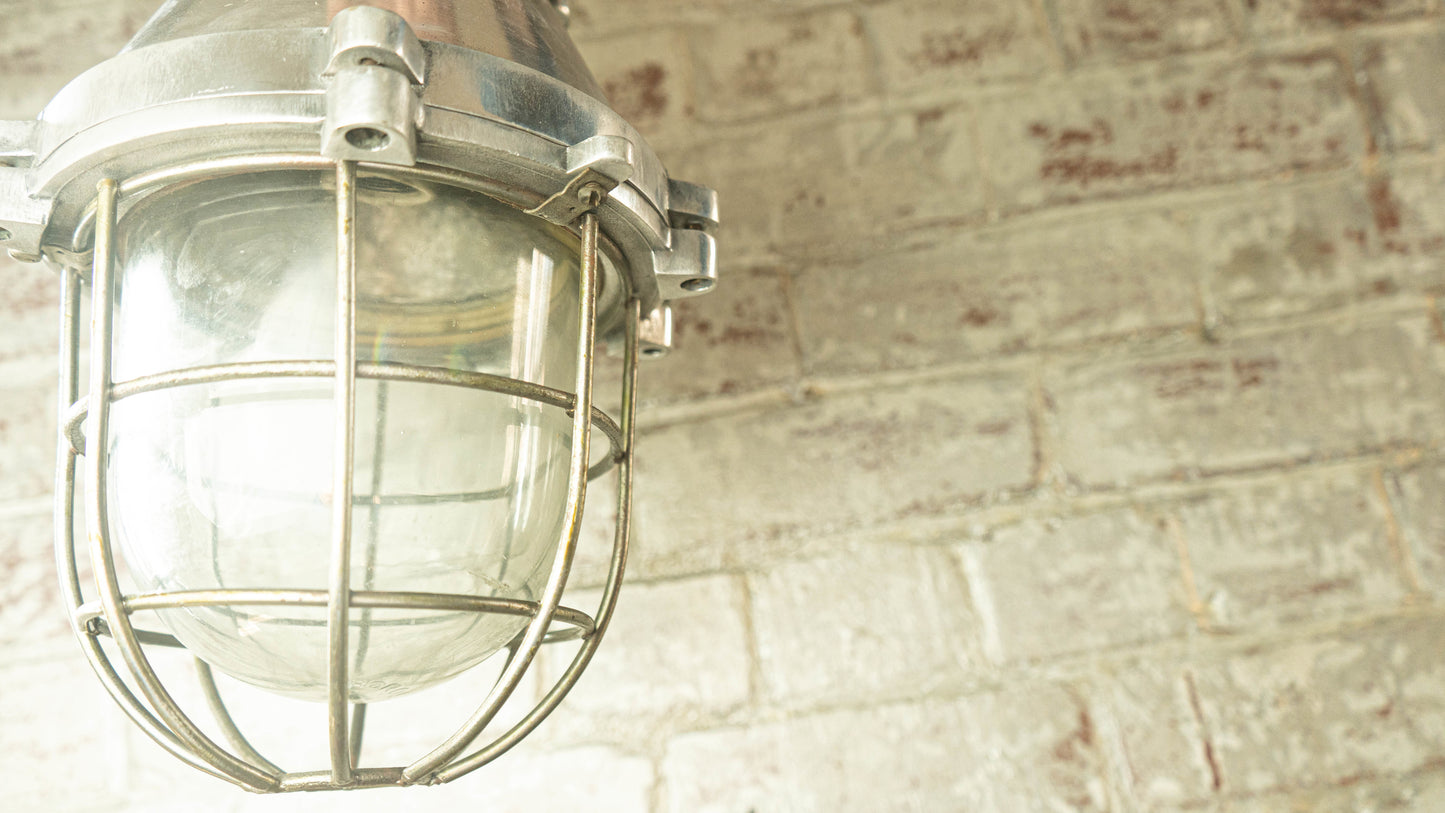 Aluminium Pendant Light with Steel Cage